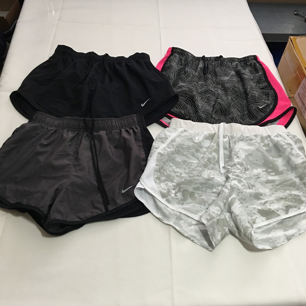 Lot of 4 Nike Under Armour Athletic Shorts Women Medium Black Grey Camo